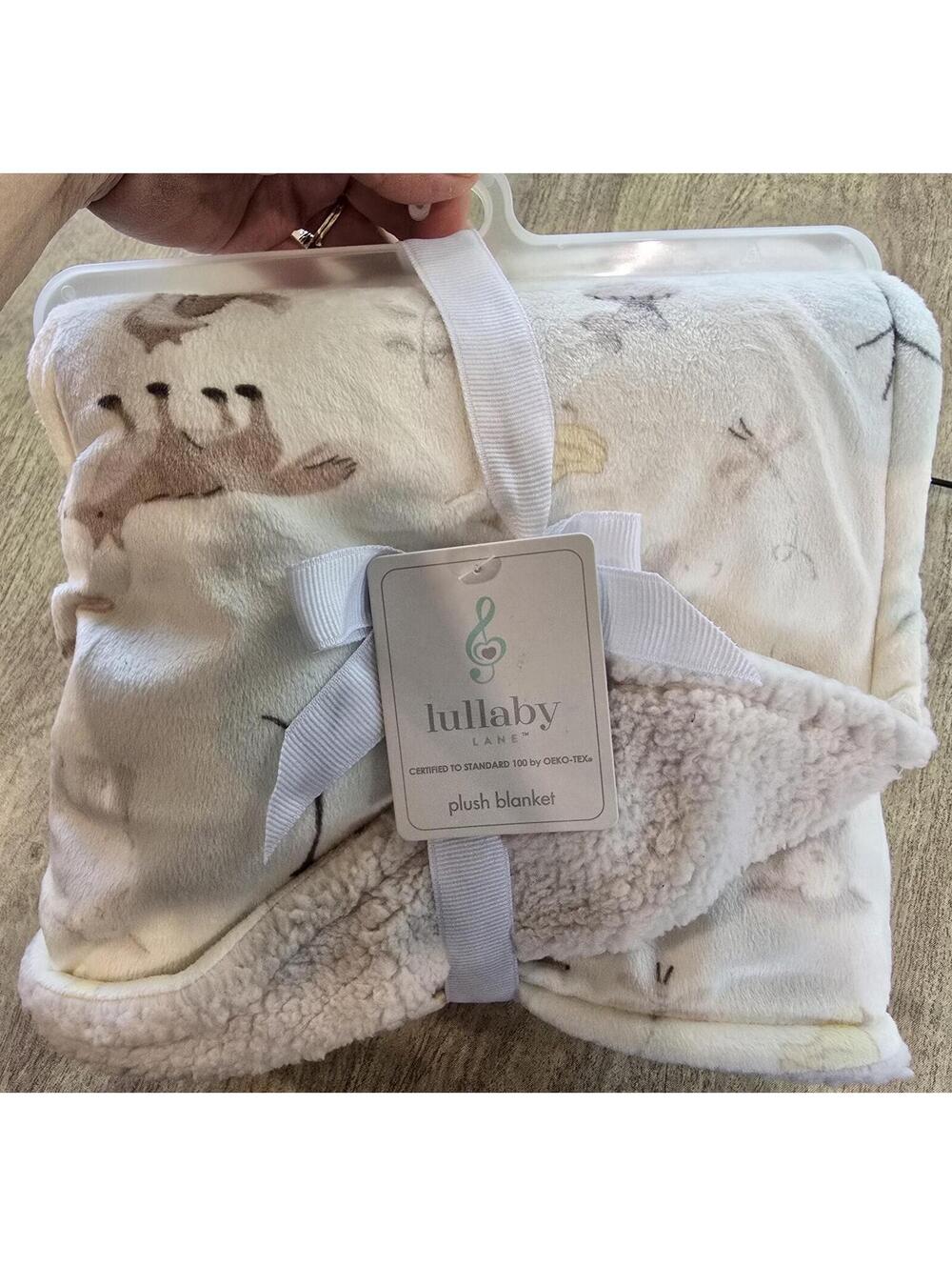 Woodland Forest Animals Baby Blanket Sherpa  30x40 Lullaby Lane Neutral Colors